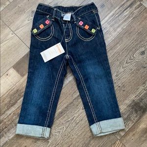 Gymboree cuffed jeans with flower buttons NWT
